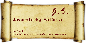 Javorniczky Valéria névjegykártya
